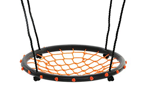 SWINGING MONKEY PRODUCTS 24" Spider Web Playground Swing, Orange – FUN! Easy Install for Swing Set or Tree