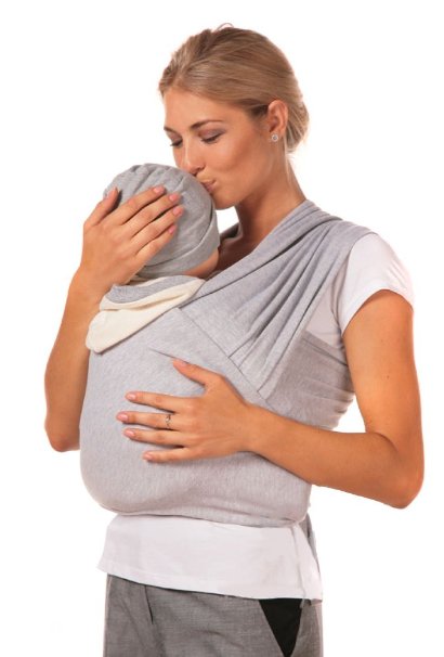 AmBaby Baby Wrap Sling - Baby Carrier Sling for Newborns and Toddlers up to the age of 3 years - Soft and Stretchy Wrap - Breastfeeding Sling - Grey, Pink and Black colours available (Grey)