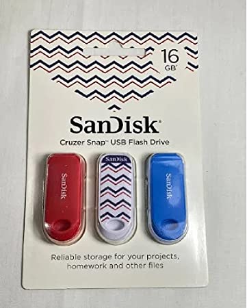 SanDisk Cruzer Snap USB Flash Drive, 16GB, Black, Pack of 3