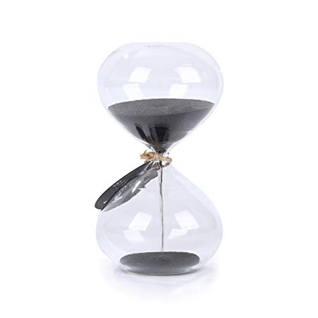 SWISSELITE BILOBA Puff Sand Timer/Hourglass (6.3 Inch,30 Minutes( /- 180 seconds), Black)