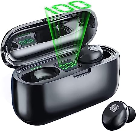 Wireless Earbuds Bluetooth Earphone,200H Play Time Hi-Fi Stereo Sound LED Display/Button Control/IP7 Waterproof TWS Headphones in-Ear w/HD Mic Headsets