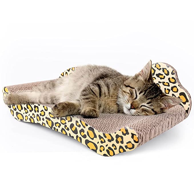 PrimePets Cat Scratcher Lounge, Corrugated Cat Cardboard Couch, Scratch Bed Reversible Scratching Lounger Sofa with Catnip, Kitty Scratcher Lounge