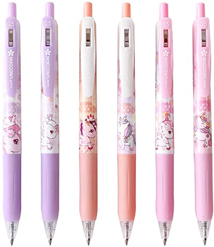 Giant star Cute Unicorn Pens, Retractable Gel Pens,Kawaii Gel Pen, Black Gel Ink Pens, 0.5mm, Bullet Point, Perfect for Office School Supplies Gifts for Boys Girls,Pack of 6pcs (Unicorn)