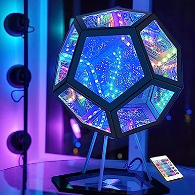 iProPower Infinity Dodecahedron Gaming Light 3D Cube Light Desk Cool RGBW Led Table Lamp for Bedroom Gaming Room Decor Night Lights (IPR-12D)