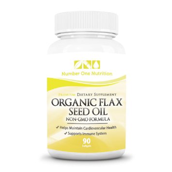Number One Nutrition Organic Non-GMO Flaxseed Oil Supports Heart Health and Immune System Naturally 1000 mg 90 Softgel Capsules