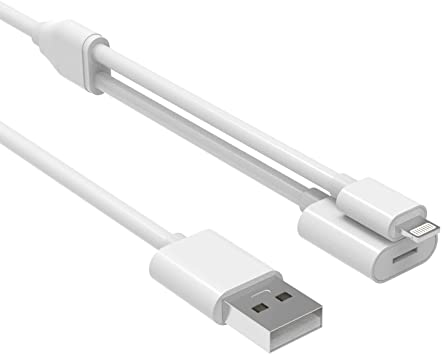 EMATETEK 1-in-2 Power Charger Adapter Cable. 1PCS 3.3Feet Charge Extender Connector Cord Adapter Made of White ABS.