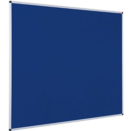 VIZ-PRO Notice Board, Felt Blue, Silver Aluminium Frame