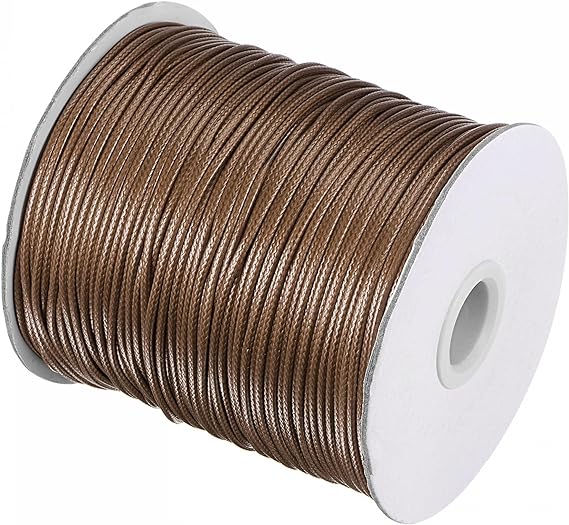 uxcell 1.5mm Waxed Polyester String Cord 158M (172-Yards) Beading Thread Crafting Rope for Jewelry Making Bracelet Necklace Weaving, Brown