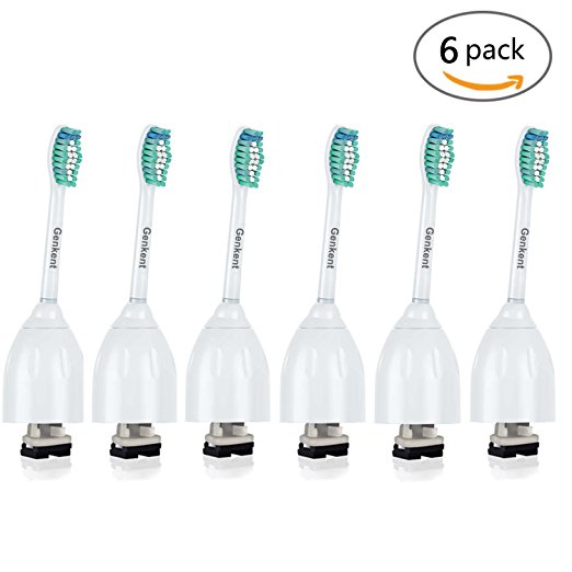 Genkent Replacement Toothbrush Heads Compatible With Philips Sonicare e Series Essence Xtreme Elite Advance cleancare (6-Pack)