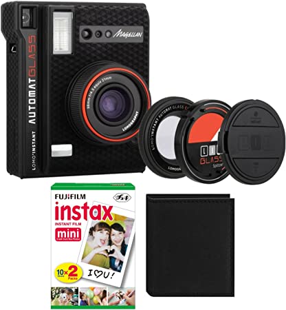 Lomography Lomo'Instant Automat Glass Instant Camera (Magellan Edition) Bundle with Instax Mini Film Pack (20 Exposures) and Album (3 Items)