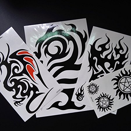 Kotbs 4 Sheets Mix Large Totem Tattoo Sticker Body Art Make up for Men Women Temporary Tattoos Waterproof Transfer Paper