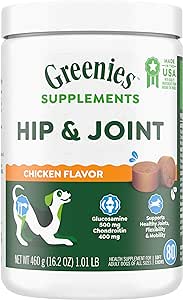 Greenies Supplements Hip and Joint Supplements for Dogs, Chicken Flavor, 80 Count Soft Chews Dog Joint Supplements, 16.2 oz.