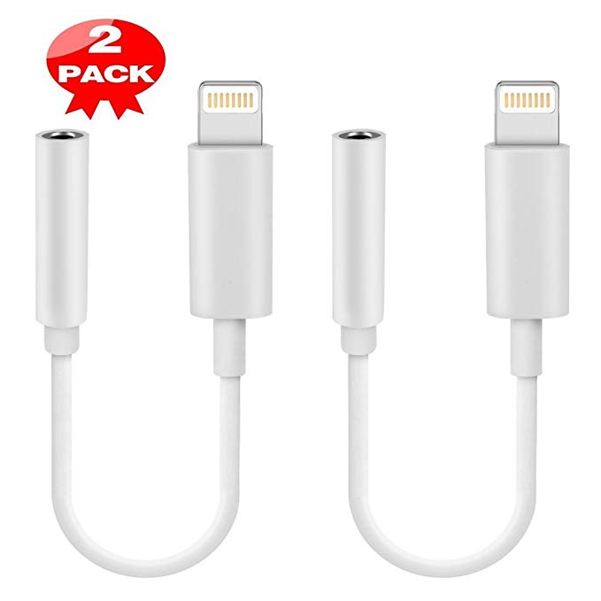Headphone Jack Adapter, Dopoo Earphone Connector to 3.5mm Audio Adapter Earphone Extender Compatible with 7/7 Plus, Not for 8/X [2 Pack]-U1