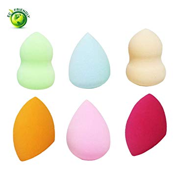 Makeup Sponge Multi Color Foundation Blending Flawless Makeup Blender Beauty Sponge Set for Liquid Creams and Powders by BLUECC (6pcs)