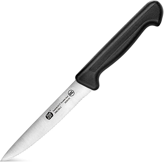 Top Cut by Cangshan | P2 Series 1020151 Sandvik 12C27 Swedish Steel Serrated Utility Knife, 5-Inch