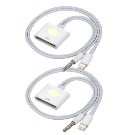 2pcs 8 pin to 30 pin Audio Cable Adapters for 6S6S Plus6Plus65S5C5WHITE