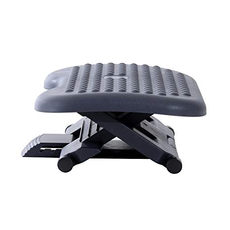 HOMCOM Footrest Adjustable Height & Angle Tilting Platform Home Office Foot Rest