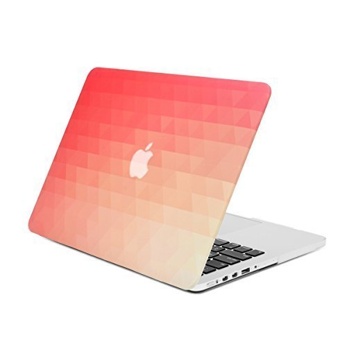 Unik Case Red/ White Gradient Ombre Triangular Galore Graphic Ultra Slim Light Weight Matte Rubberized Hard Case Cover for Macbook Pro 13" 13-inch with Retina Display Model: A1425 and A1502