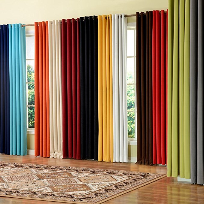 PASSENGER PIGEON Modern Luxury Velvety Curtain Soft Fabric Rainbow Color Grommet Top 100% Thermal Blackout Extra Long Yellow Window Treatment Curtains Panel Draperies 50" W x 108" L (One Panel)
