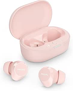 Philips TAT1209PK écouteurs intra-Auriculaires sans Fil - Petits Embouts, Bon Rapport qualité-Prix, Son Naturel avec Basses dynamiques, appels clairs et étui de Chargement de Poche - Rose