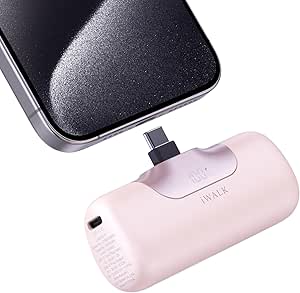 iWALK Portable Charger 5500mAh Next-Gen Small Power Bank 22.5W Fast Charging Battery USB-C Portable Phone Charger for iPhone 16 16 Plus 16 Pro 16 Pro Max iPad, Samsung Galaxy S24 S23 Android, Pink