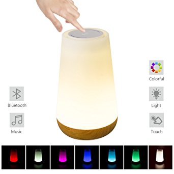 YaFex Touch control Table Lamp with Bluetooth Speaker - USB Rechargeable Dimmable RGB Color Changing Table LED Lamp Smart Touch Control Night Light with Bluetooth Speaker