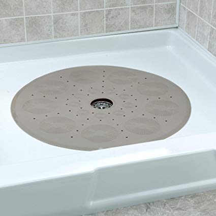 SlipX Solutions Tan Round Shower Stall Mat Provides Generous Coverage & Reliable Slip-Resistance (23" Sides, 160  Suction Cups, Great Drainage)