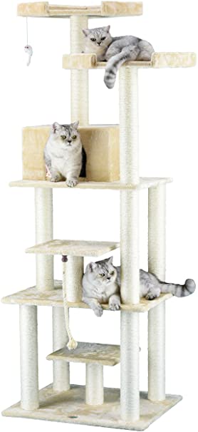 Go Pet Club F2070 76-Inch Cat Tree Condo Furniture, Beige
