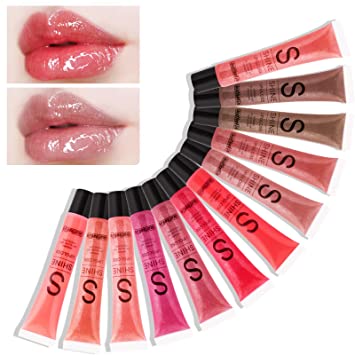 12 Color Lip Gloss Set,12Pc Shimmery Lipgloss Sets for Women and Girls,Colorful Crystal Sparkling Lip Plumper Gloss,Glitter Shining Lip Glaze,Lip Stain Long Lasting Waterproof Liquid Lipstick Lip Makeup Gift Sets