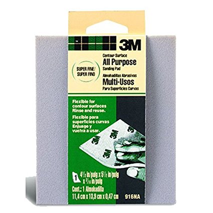 3M Contour Surface Sanding Sponge, Super Fine, 4.5-Inch by 5.5-Inch by .1875-Inch