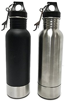 Craft Connections Stainless Steel Bottle Insulator with Opener – Pack of 2(Stainless Steel-Matte Black)
