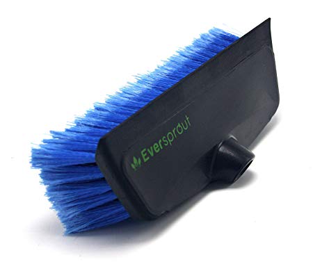 EVERSPROUT 11” Scrub Brush with Built-in Rubber Bumper | Soft Bristles to Wash Car, Truck, RV, Boat, Deck, Floor | Bumper Prevents Scratches | Twists onto 3/4" Acme Pole (Pole not Included)