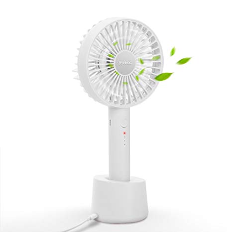 Handheld Mini Fan Yoobao 3300mAh Huge Capacity Rechargeable Personal Small Fan Portable Cooling Desktop Fan Support Wireless & Micro USB Charging for Home Office Household Outdoor Traveling Trip-White