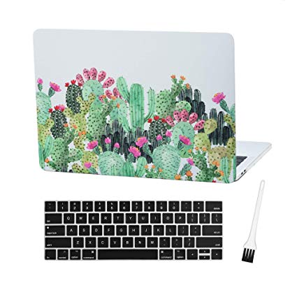 MacBook Pro 13 Case Laptop Plastic Cover Protective Sleeve 2018 2017 2016 Release A1989/A1706/A1708, Plastic Hard Shell & Silicone Keyboard Cover Compatible Newest Mac Pro 13 Inch (Cactus-Red Flower)