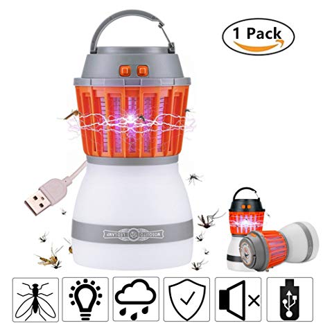 XREXS Outdoor Mosquito Zapper 2-in-1 Bug Zapper & Camping Lamp Natural Mosquito Killer Lamp Travel Camping Lantern Pest Control, Usb Charging, IP67 Waterproof for Indoor &Outdoor(Random Color)