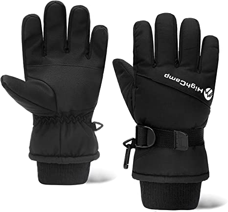 HIGHCAMP Kids Boy Waterproof Winter Snow Ski Snowboard Gloves with Reflector