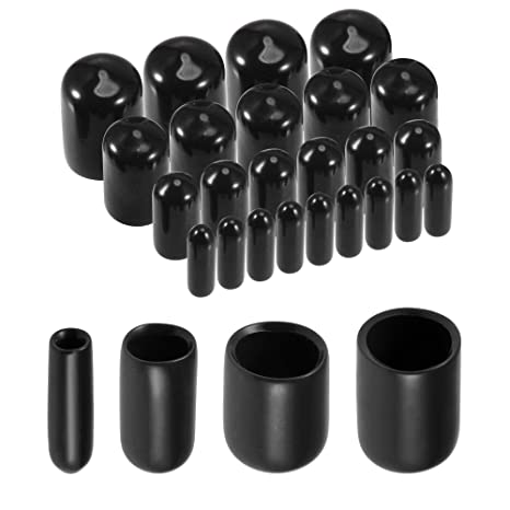 uxcell 40pcs Round Rubber End Caps 1/8" 1/4" 3/8" 1/2" Black Vinyl Cover Screw Thread Protectors Assortment Kit