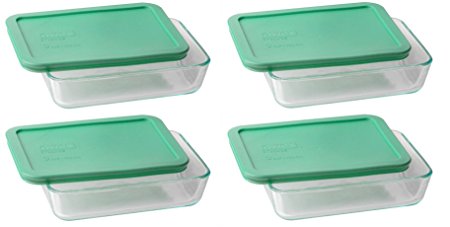 Pyrex 3-cup Rectangle Glass Food Storage Set Container (Pack of 4 Containers)