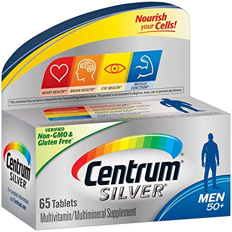 Centrum Silver Men (65 Count) Multivitamin / Multimineral Supplement Tablet, Vitamin D3, Age 50