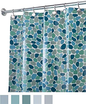 InterDesign River Rockz PVC-Free PEVA Shower Curtain, 72" x 72" - Blue