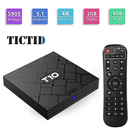 TICTID T10 Android TV Box 4K [2G DDR3/8GB Flash] Amlogic S905 Chipest Quad Core-Android 5.1 Lollipop OS with Kodi(XMBC) Fully Loaded Unlocked Streaming Media Player