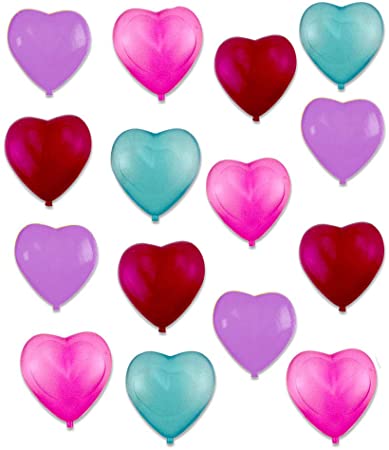 Heart Shaped Reusable Ice Cubes - Red Pink Purple and Blue Plastic Ice Cubes for Drinks or Party Favors - Valentine's Day Decoration or Wedding Engagement Accessory - 15 Piece Set