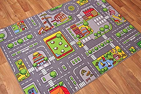 Children's Play Village Mat Town City Roads Rug 95cm x 133cm (3ft 1" x 4ft 4")