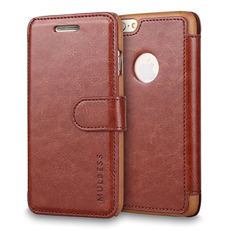 iPhone 6S Case Wallet,Mulbess [Layered Dandy][Vintage Series][Coffee Brown] - [Ultra Slim][Wallet Case] - Leather Flip Cover With Credit Card Slot for Apple iPhone 6s 4.7 inch