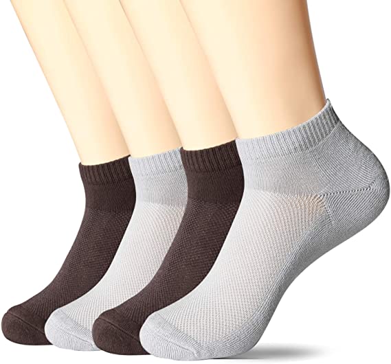 MD 4 Pack Mens Bamboo Low Cut Casual Socks Moisture Wicking & Smell Resistant Cushioned Athletic Socks
