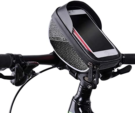 CLOMAY Bike Bag, Waterproof Touch Screen Bicycle Phone Mount Bags, Front Frame Bike Handlebar Bags for iPhone X XS Max XR 8 7 Plus 6s 6 Plus 5s 5 / Samsung Galaxy s7 s6 Note 7 Cellphone Below 6.0"