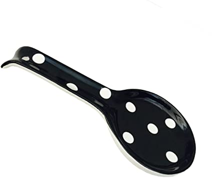 New Viva Collection, Black Polka Dot Hand Painted Ceramic Spoon Rest, 84225BK BY ACK