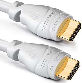 deleyCON 12.5m (41.02 ft.) HDMI Cable 2.0a/b - High Speed with Ethernet - UHD 2160p 4K@60Hz 4:2:0 HDCP 2.2 ARC CEC Ethernet 18Gbps 3D Full HD 1080p Dolby - White