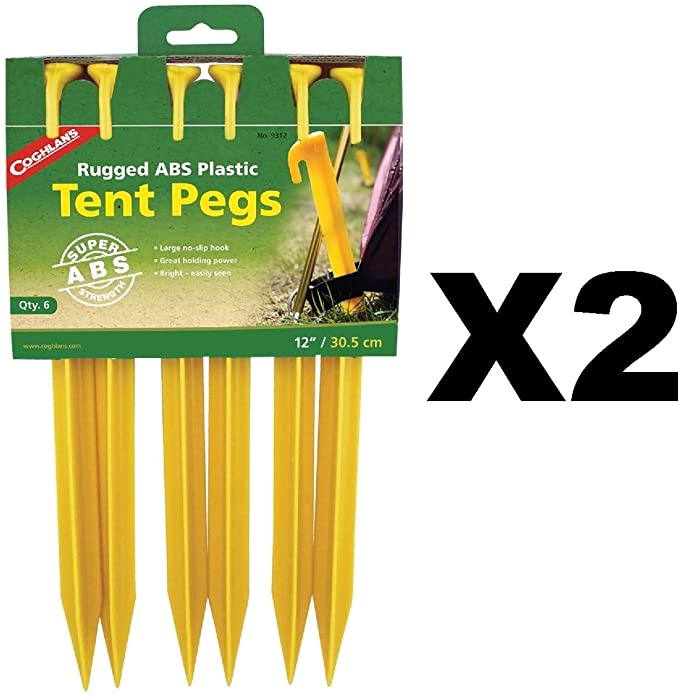 COGHLANS LTD. ABS TENT PEG 12 inches 2 Packs of 6 Pack