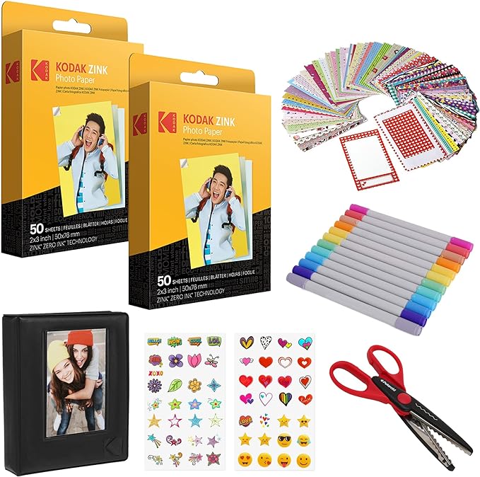 Kodak 2x3ʺ Premium Zink Paper 100 Pack Scrapbook Bundle